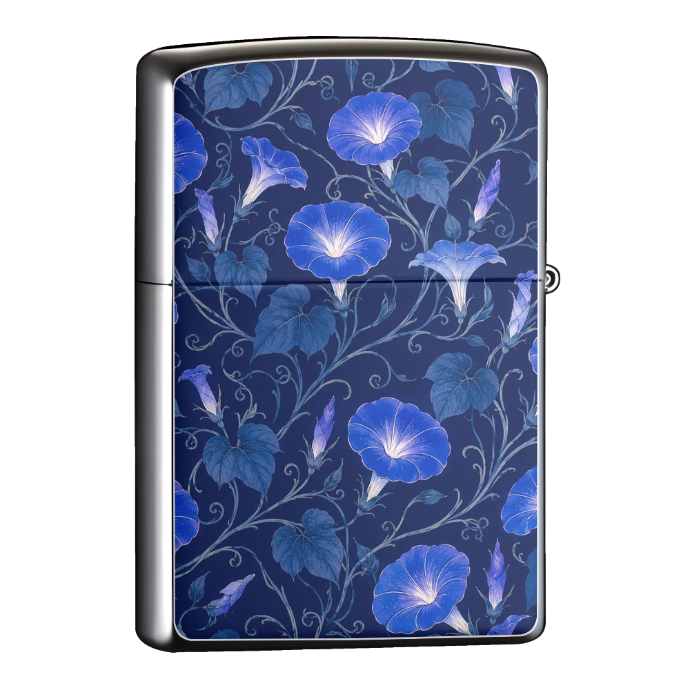 オリジナルZIPPO（ジッポー）ライター製作｜朝顔と七夕の夜（牽牛花・夏の和花・天の川） 裏面