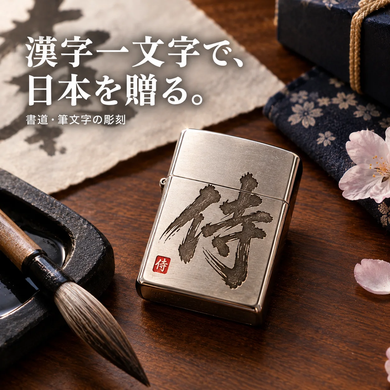 オリジナルZIPPO製作 漢字・書道（海外の方への贈り物）
