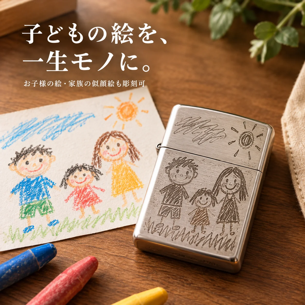 オリジナルZIPPO製作 子どもの落書き・家族の絵を刻印