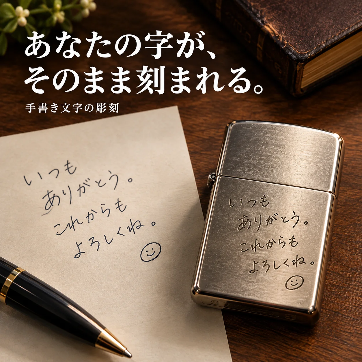 オリジナルZIPPO製作 手書き文字をそのまま彫刻