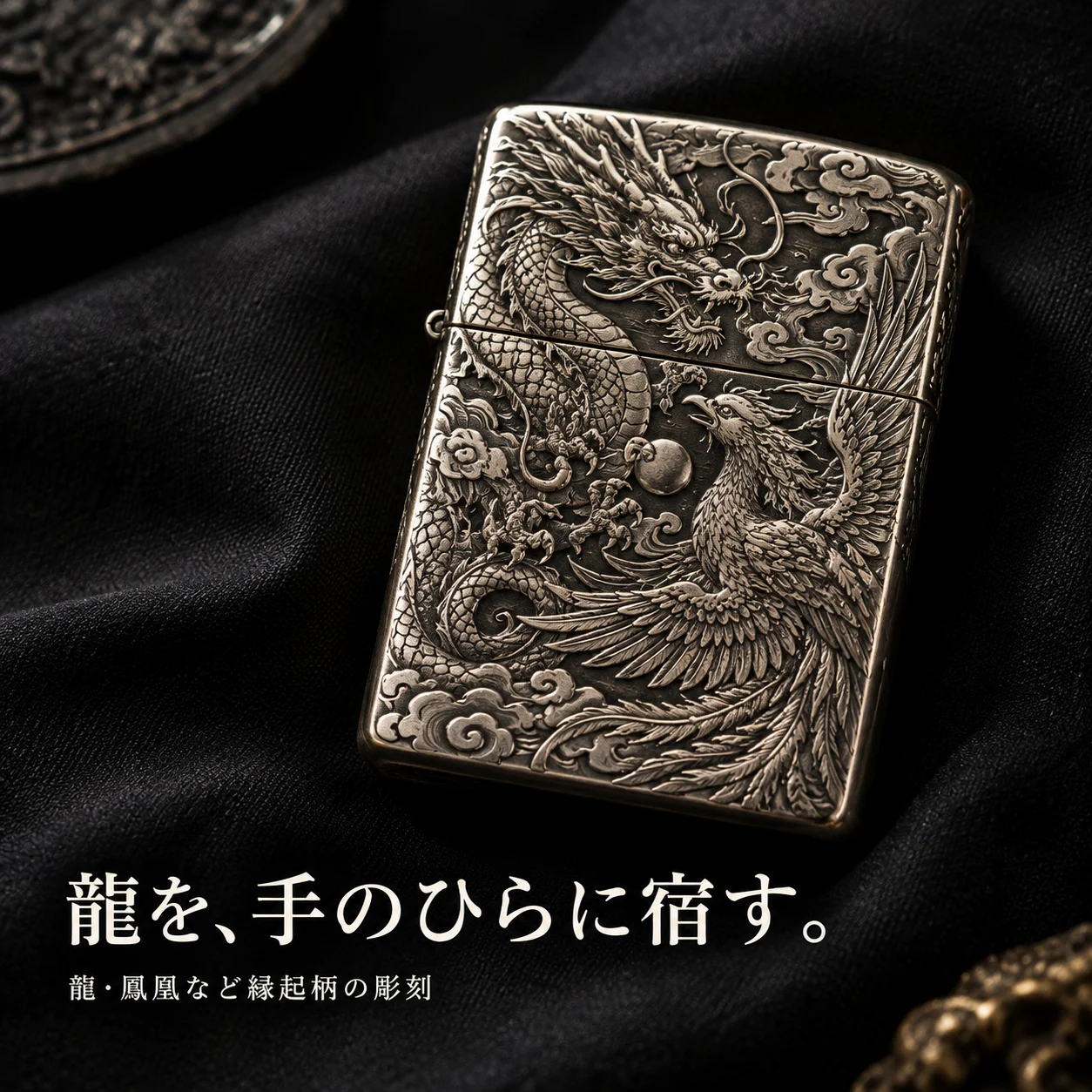 オリジナルZIPPO製作 龍・鳳凰の縁起柄